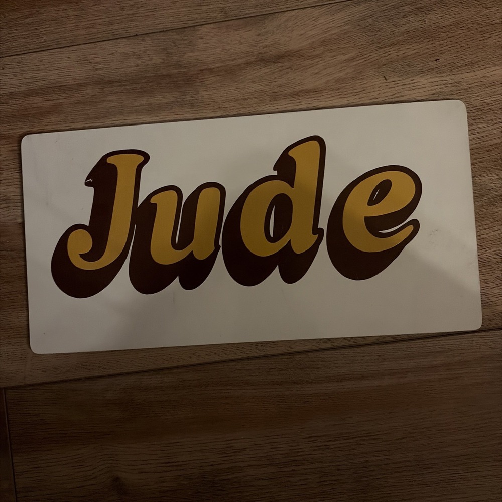 Vintage Metal Jude License Plate Cream With Yellow Beatles Memorabilia Exc Cond - Picture 2 of 3